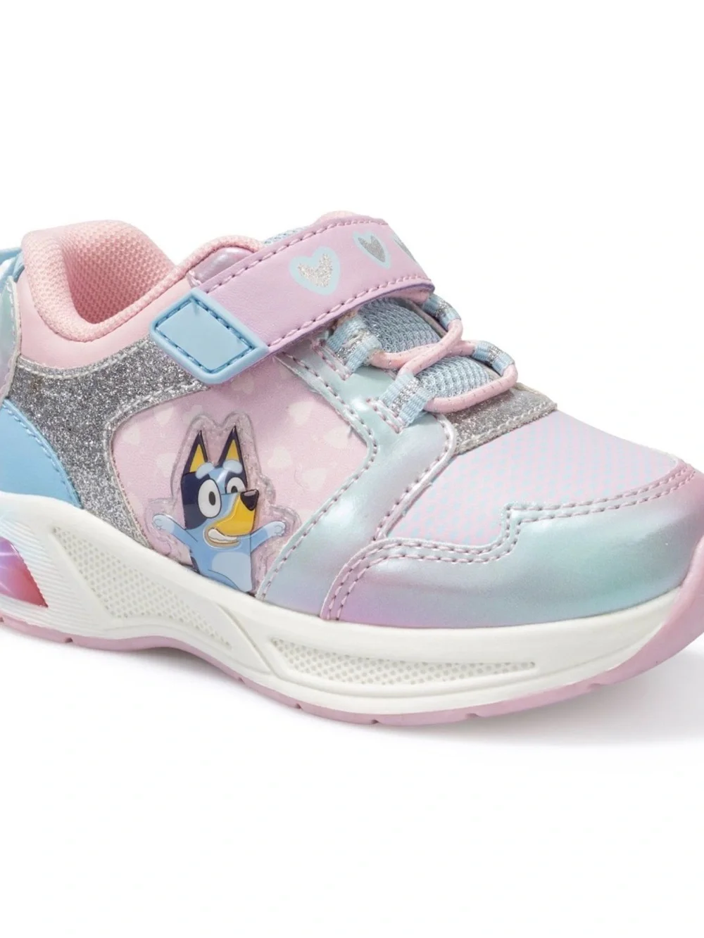 Bliss Kids Pastel Heart Light-Up Sneakers - Pink, Blue & Purple